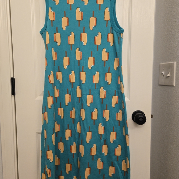 Hanna Andersson Adult Teal Popsicle-Themed Knee-Length Dress - Picture 3 of 4